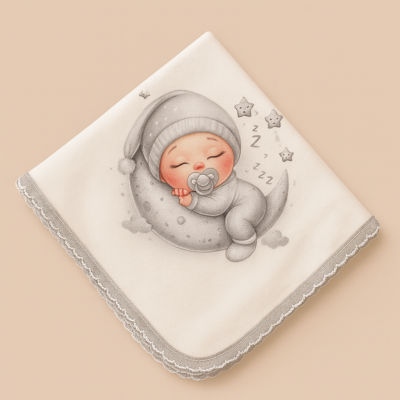 Fralda bebé a dormir - cinza