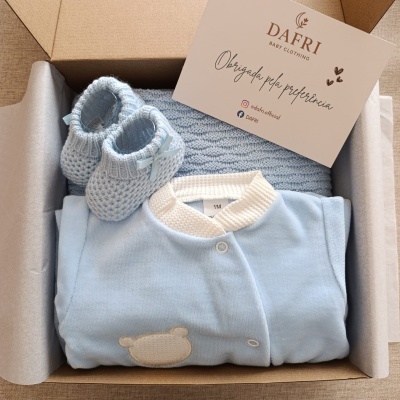 BOX ursinho - azul claro (Personalizável)