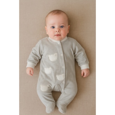 Babygrow veludo ursinho - Cinzento