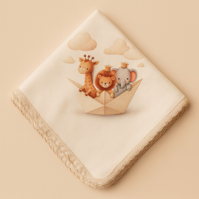 Fralda algodão animais da selva - bege