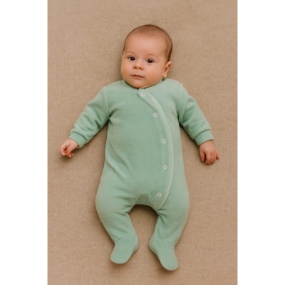 Babygrow em veludo com detalhe às riscas - Verde