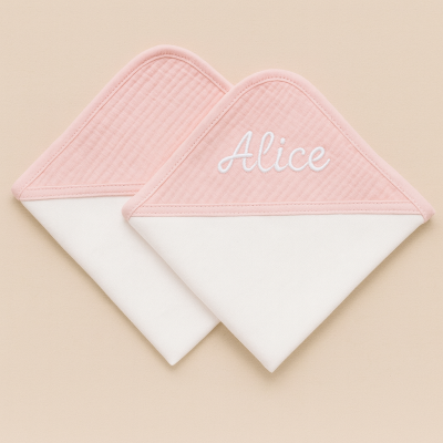 Fraldas de algodão com detalhe musselina - rosa claro