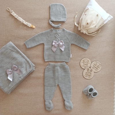 Conjunto de malha laço - cinzento