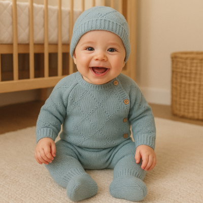 Conjunto de malha losango - Verde água