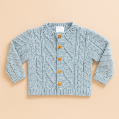 Casaco entrançado - azul claro