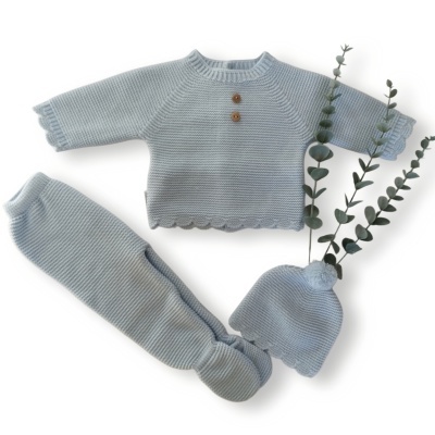 Conjunto de malha botões - Azul claro