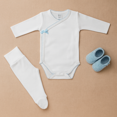 Body trespasse e calças - azul