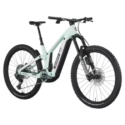 Bicicleta elétrica de montanha SCOTT FS 2023 branca com componentes pretos