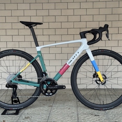 BICICLETA ESTRADA SCOTT ADDICT RC PRO - BELUGA GREY/SEASHORE GREEN