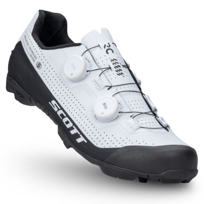 Sapatilha de ciclismo branca e preta SCOTT com fecho BOA duplo