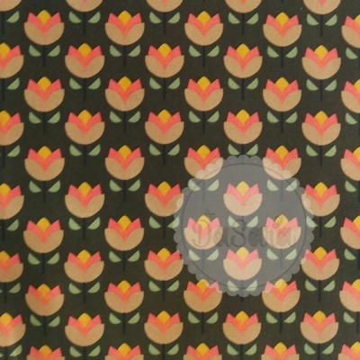 Jolly Tulips - Dark Green | Canvas | Poppy Fabrics