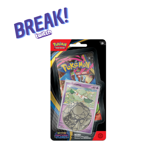 Pack Pokémon TCG com carta promocional de Cottonee e moeda metálica decorada