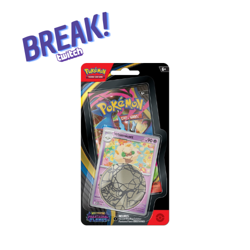 Pack Pokémon jogo de cartas com cartão Whimsicott e ficha metálica