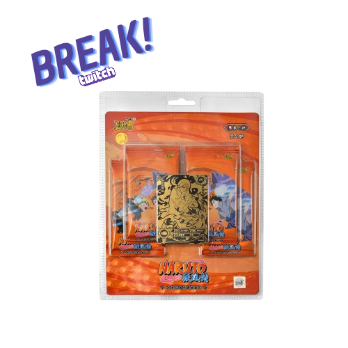 Pack de cartas Naruto Shippuden em embalagem plástica com cartão dourado central