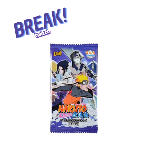 Pacote de cards colecionáveis Naruto com personagens em destaque