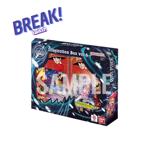 Caixa de ilustrações ONE PIECE Illustration Box vol.6 da Bandai Namco com personagens e texto SAMPLE.