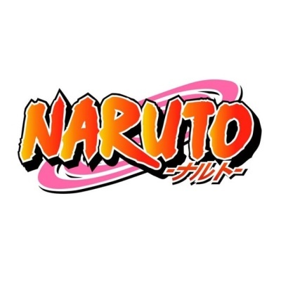Logotipo Naruto em letras laranja com espiral rosa