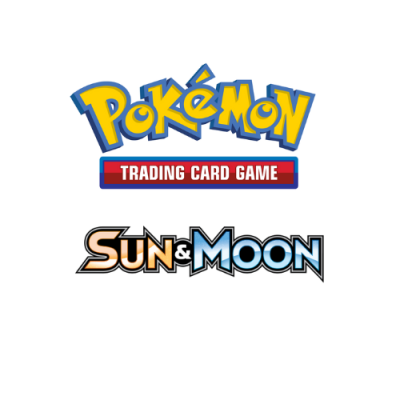 Logótipo do jogo Pokémon Trading Card Game com o título Sun & Moon