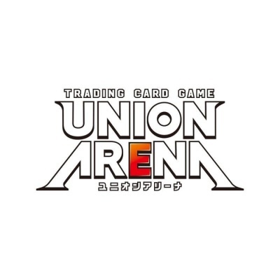 Logo do jogo de cartas trading card game Union Arena com sinais japoneses.