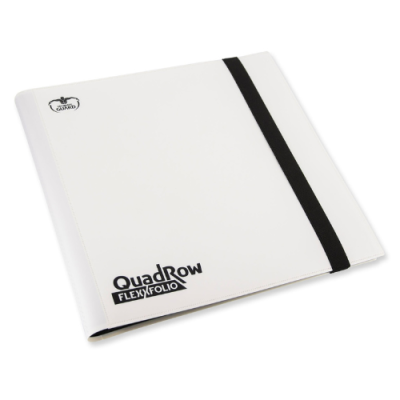 Pasta branca QUADROW FlexyFolio com elástico preto e logotipos pretos