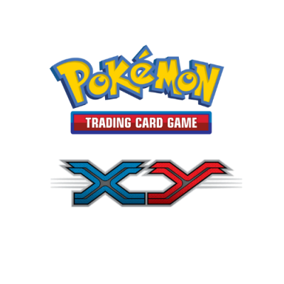 Logótipo do jogo Pokémon Trading Card Game XY em amarelo, vermelho, azul e preto
