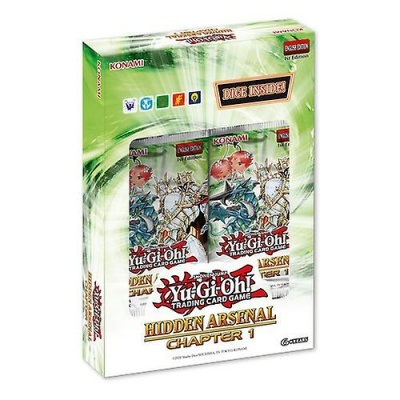 Embalagem de jogo de cartas Yu-Gi-Oh! Hidden Arsenal Chapter 1 com fundo verde e branco