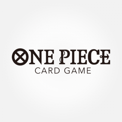 Logo do jogo de cartas One Piece com texto preto em fundo branco