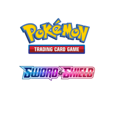 Logos do Pokémon Trading Card Game e Sword & Shield em fundo branco