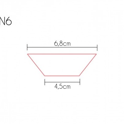 Desenho geométrico trapezoidal com medidas 6,8cm e 4,5cm, designado N6