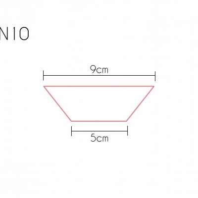 Desenho técnico de trapézio com medidas 9 cm e 5 cm e código N10