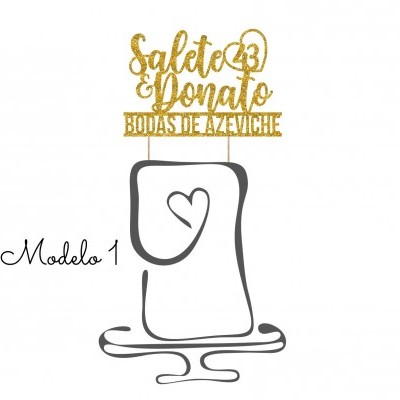 Topo de bolo "Bodas" personalizado