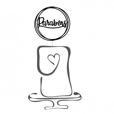 Topo de bolo "Parabéns" redondo