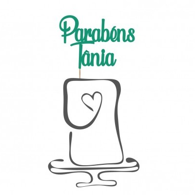 Topo de bolo "Parabéns + nome"