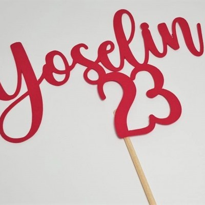 Topo de bolo "Nome + idade"