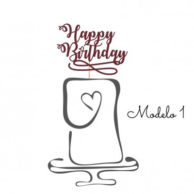 Topo de bolo "Happy Birthday"