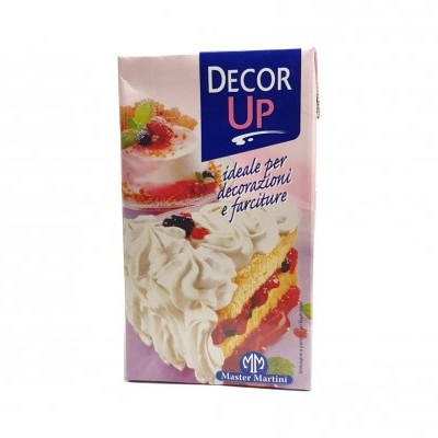 Embalagem Decor Up creme para decoração com imagem de bolo de chantilly e frutas