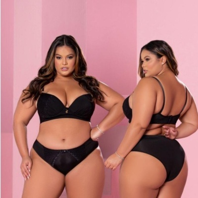 Conjunto de sutiã renda plus size