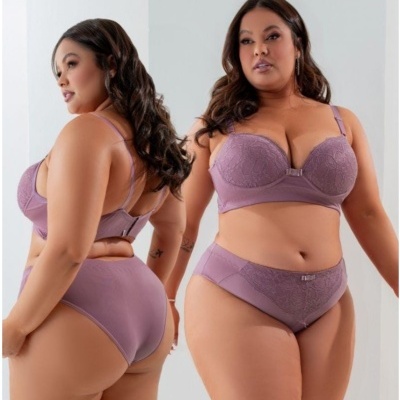 Conjunto de sutiã renda plus size