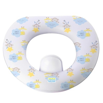 Assento adaptador para sanita infantil com padrões de nuvens, estrelas e macacos