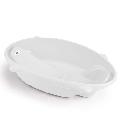 Bacia oval branca em plástico com suporte interno