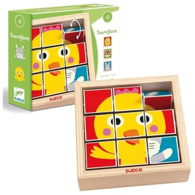 Puzzle madeira 3 em 1 Djeco Tournifarm Wooden Puzzle