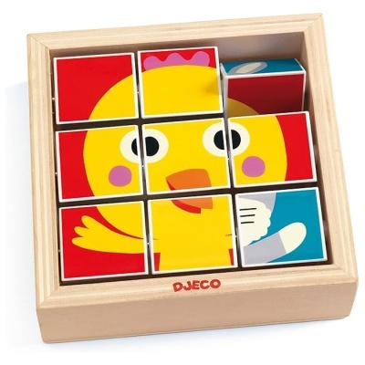 Puzzle madeira 3 em 1 Djeco Tournifarm Wooden Puzzle