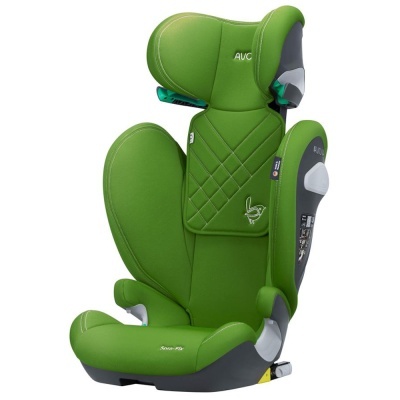Cadeira auto verde para criança com protecções acolchoadas e padrão em losangos