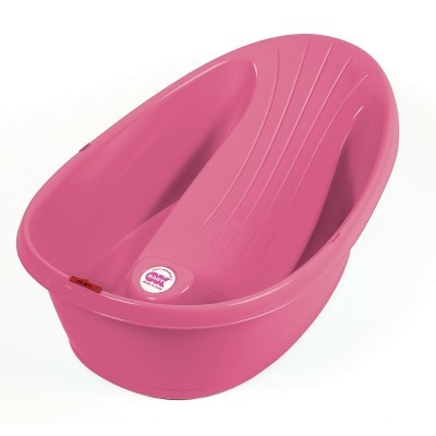 Banheira de bebé rosa em plástico com selo 'BABY BABY'