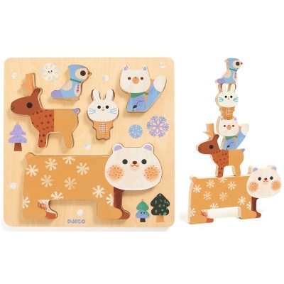 Puzzle madeira 2 em 1 Djeco Puzzle Woody Stack