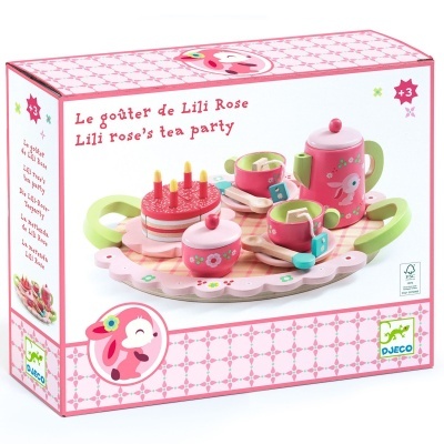 Cojunto de chá em madeira Djeco Lili Rose's tea and cake set