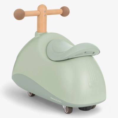 Brinquedo cavalo de balanço verde e madeira