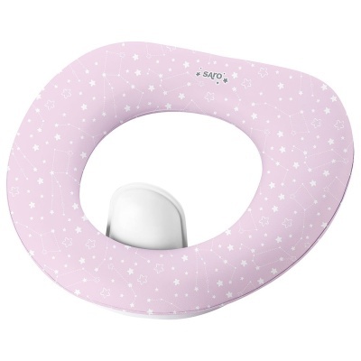 Redutor de sanita infantil cor-de-rosa com padrão de estrelas brancas