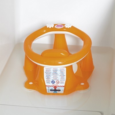 Assento de banho infantil laranja e branco