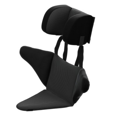 Encosto ergonómico preto para cadeira com apoio de cabeça e suporte lateral